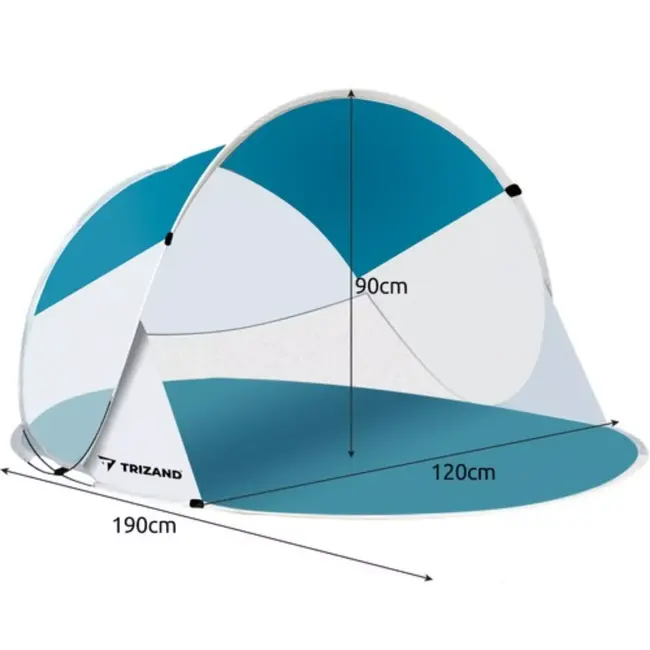 Trizand Pop-up Strandtent - 190x120x90cm - Met Mugennet - Ideaal voor Stranduitjes