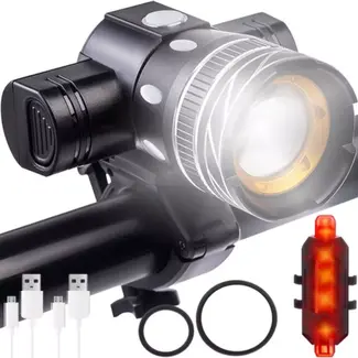 Trizand Krachtige USB-Oplaadbare LED Fietsverlichting Set: Voorlicht en Achterlicht
