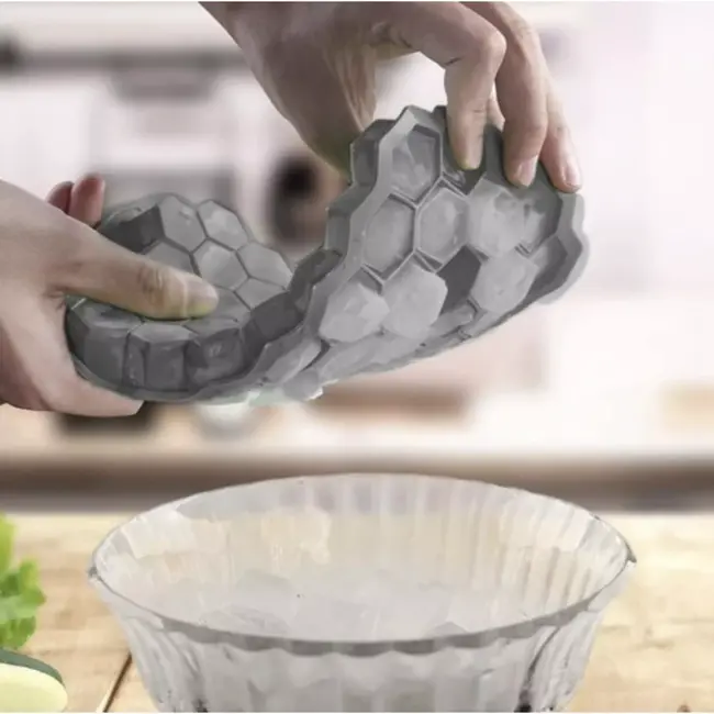 Ruhhy Grijze Siliconen Honingraatvorm - 37 IJsblokjes voor Culinaire Creativiteit