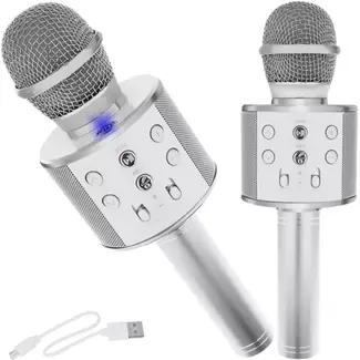 Izoxis Zilveren Karaoke Microfoon - Perfect voor Thuis Karaoke Plezier