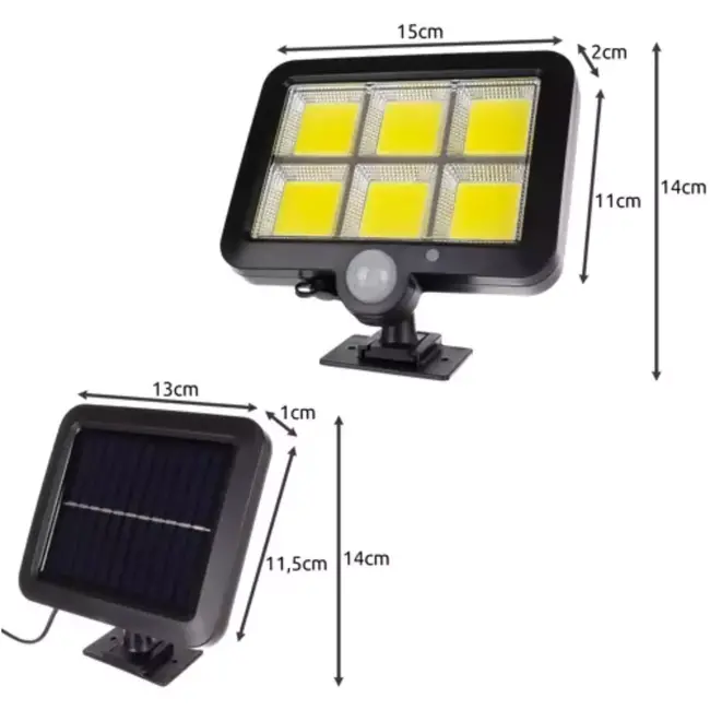 Izoxis Solar wandlamp - 120 LED COB - 36 W - met Bewegingssensor voor Buiten
