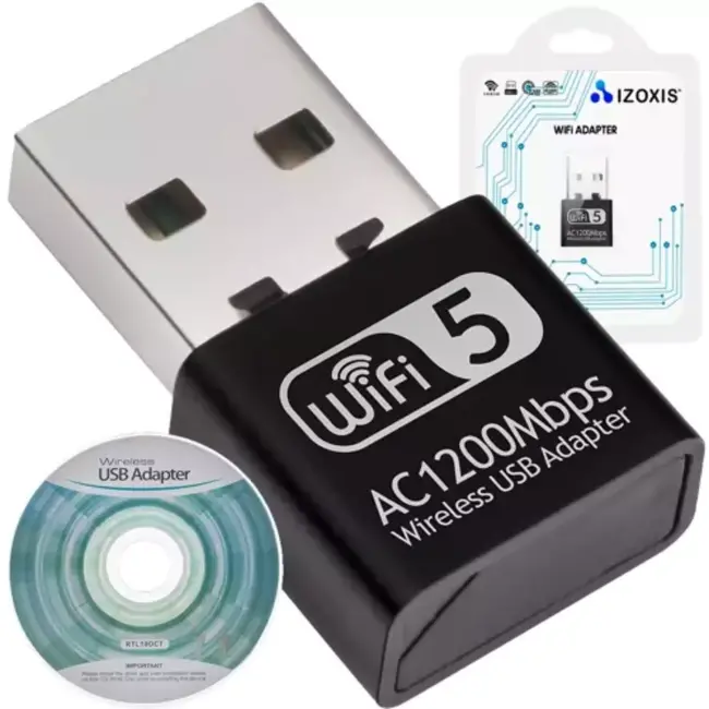 Izoxis WiFi Adapter - USB 2.0 - Dual Band 2.4GHz/5GHz - Compact Ontwerp