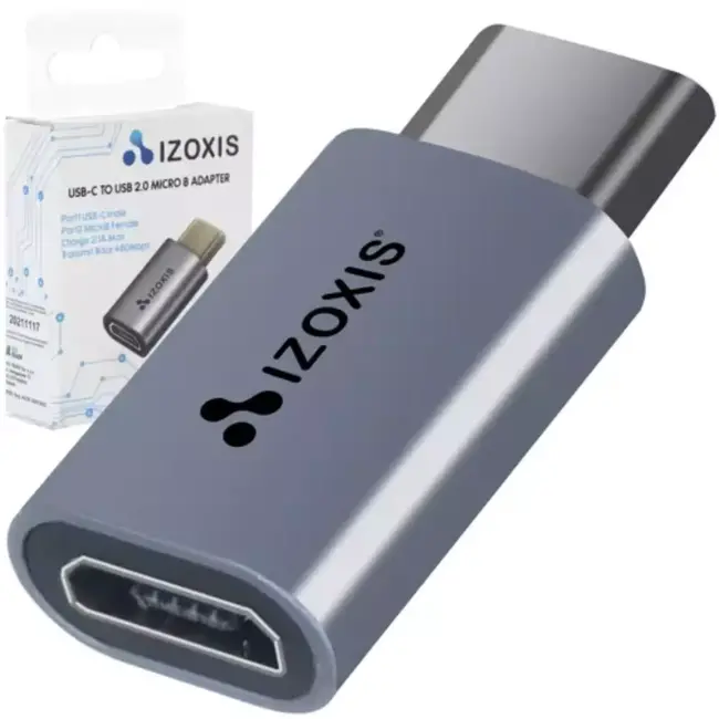 Izoxis OTG Adapter - Micro USB 2.0 naar Type-C - Data en Opladen