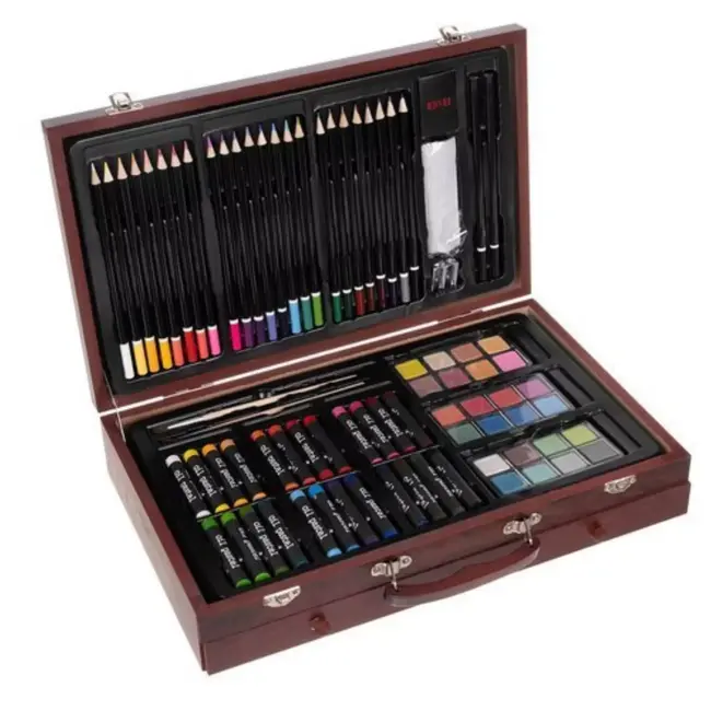 Ruhhy Schilderset in Houten Koffer - CompleteTekenset voor Kinderen