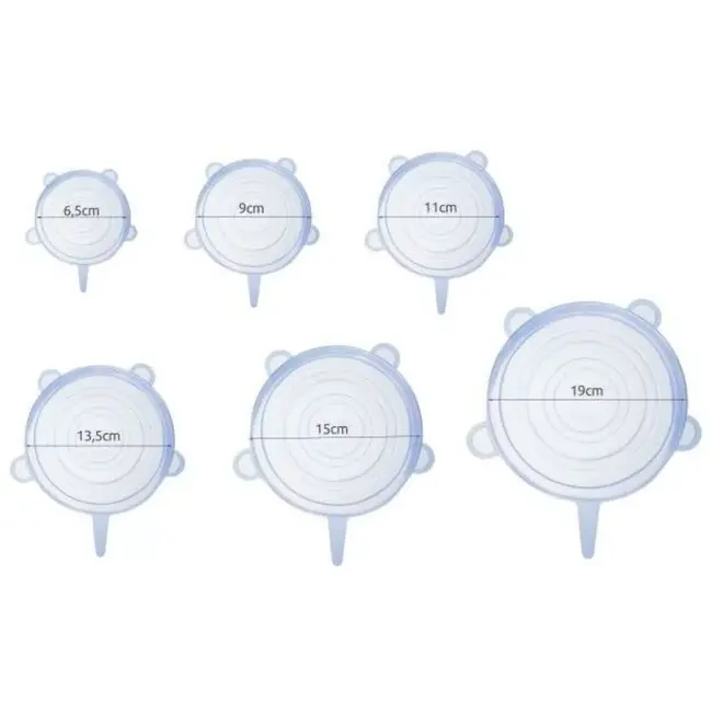 Ruhhy Siliconen deksels - Flexibel - Geurloos - set van 6 stuks