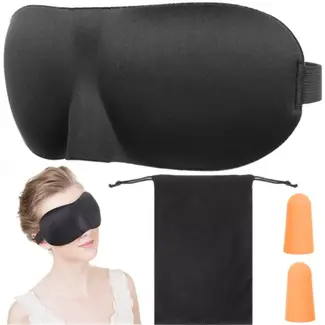 Ruhhy Oogmasker voor Slapen - Incl. Oordopjes - Zwart