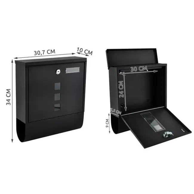 Malatec Zwarte Brievenbus - Veilig & Stijlvol Voor Elk Huis