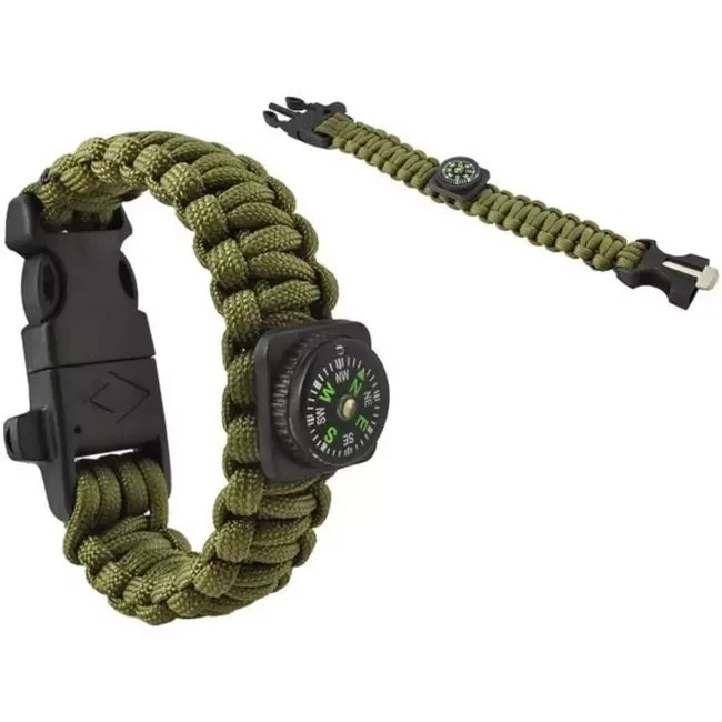 Trizand SURVIVAL Armband met Accessoires - Groen