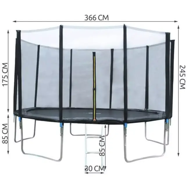 Malatec Tuintrampoline 366 cm - Veilig en Robuust met Extern Net