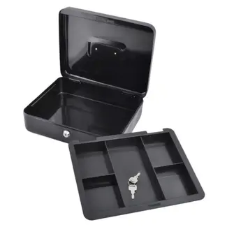 Malatec Grote zwarte geldkist 30x24x9 cm