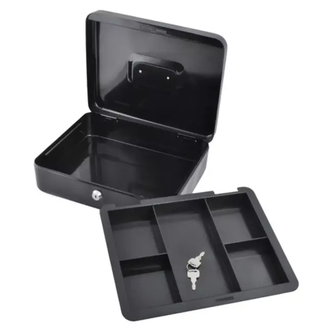 Malatec Grote zwarte geldkist 30x24x9 cm
