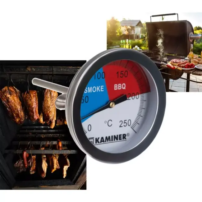 Kaminer Nauwkeurige Roestvrijstalen Thermometer voor Grillen en Roken