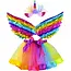Kruzzel Eenhoorn Kostuum Set: Rok, Vleugels en Haarband in Regenboogkleuren