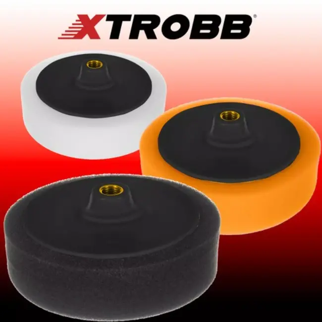Xtrobb Polijstset voor Auto's - 3 Professionele Ø 150 mm Sponzen + Adapter