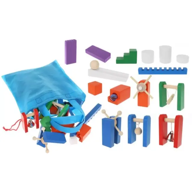 Kruzzel Houten Domino Knikkerbaan Set - 407 Stukken met Draagtas