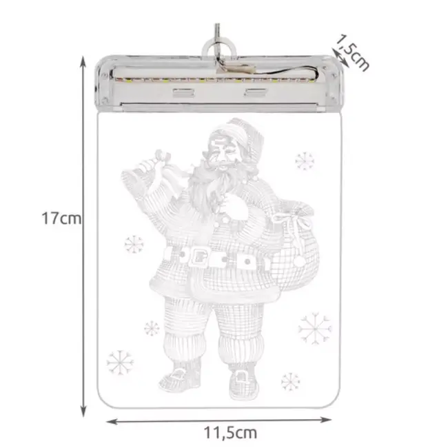 Malatec LED 3D-Santa - Sfeervolle Kerstdecoratie - 17 x 11.5 x 1.5 cm