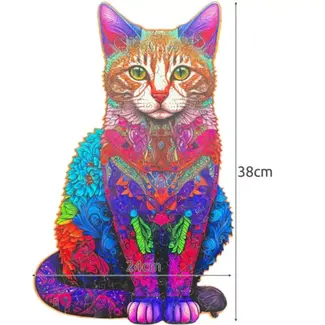 Kruzzel Houten Puzzel Kat - 130 Stukjes voor Creatief Speelplezier