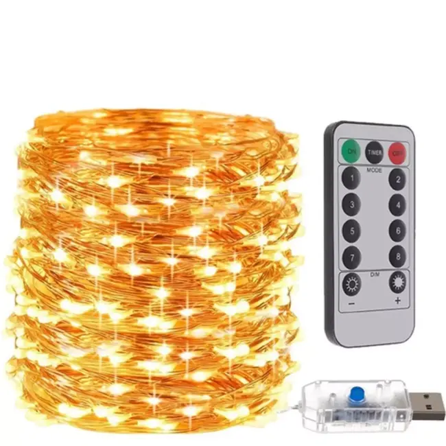 Malatec Kerstverlichting - Kerstboomverlichting - Lichtsnoer - 300 Led Lampjes - USB Aansluiting - Warm Wit