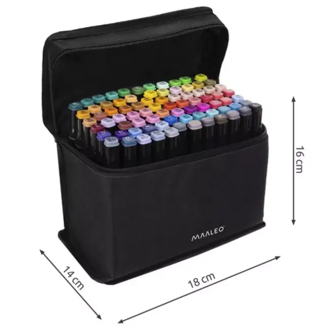 Maaleo Dubbelzijdige Alcoholische Markers - 80 Stuks met Etui