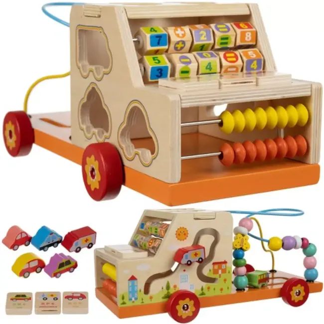 Kruzzel Houten Speelgoedauto Sorteerder 7-in-1 - Educatief Plezier voor Kindere
