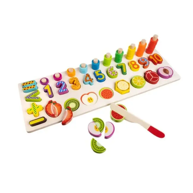 Kruzzel Houten Fruit en Cijfers Speelset - Spelenderwijs Leren voor Kinderen