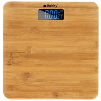 Ruhhy Bamboe Badkamerweegschaal met LCD - Stijlvol en Praktisch