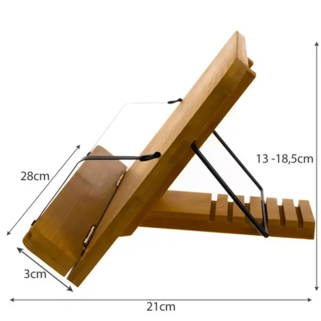 Malatec Bamboe Boekensteun - Stijlvol en Verstelbaar voor Comfortabel Lezen