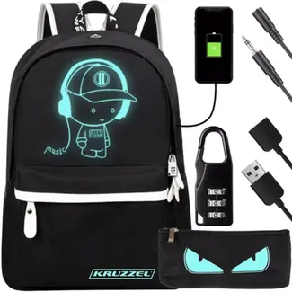 Kruzzel Reflecterende Rugzak met USB - Ideaal voor School en Dagelijks Gebruik