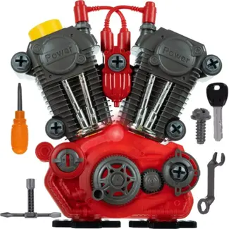 Kruzzel Speelgoedmotor - Educatief Mechanisch Speelgoed - Realistische Geluiden - LED-verlichting