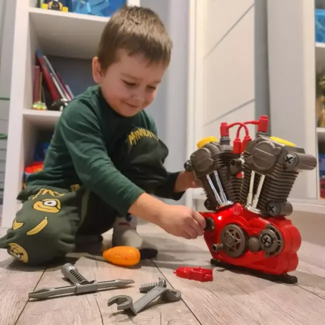 Kruzzel Speelgoedmotor - Educatief Mechanisch Speelgoed - Realistische Geluiden - LED-verlichting