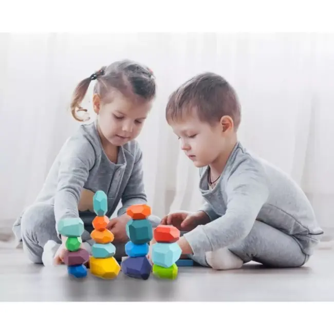 Kruzzel Houten Stenen/Blokken - 16 Stuks voor Eindeloze Bouwpret