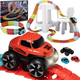 Kruzzel Flexibele Racebaan: 192-Delige Set met LED Auto