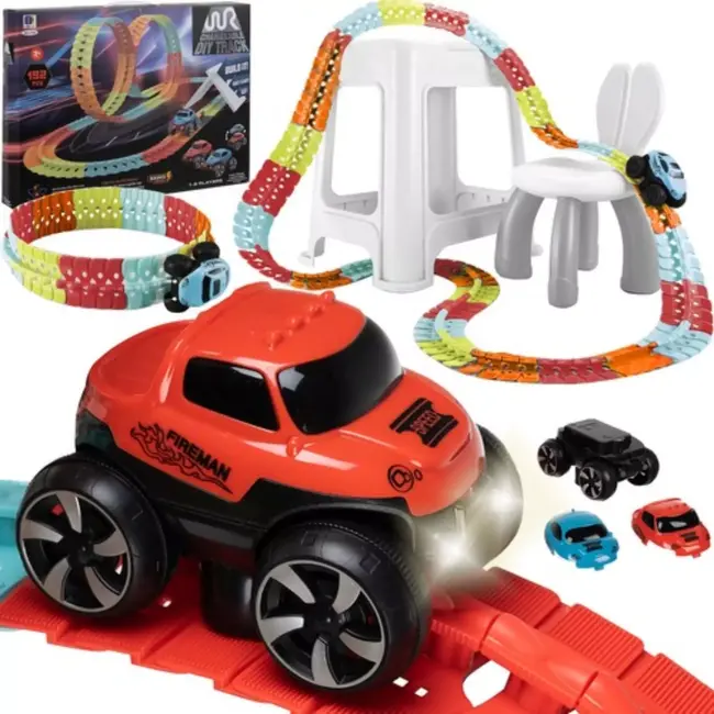 Kruzzel Flexibele Racebaan: 192-Delige Set met LED Auto