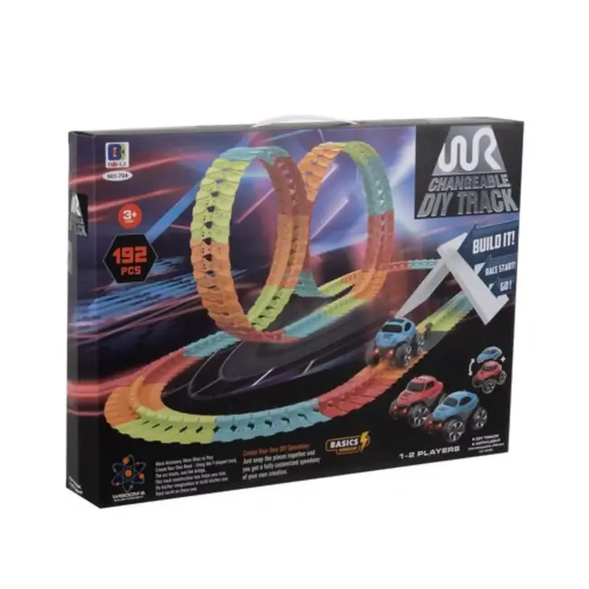 Kruzzel Flexibele Racebaan: 192-Delige Set met LED Auto