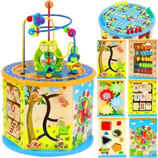Kruzzel Houten Educatieve Kubus 8-in-1 - Speel en Leer met Plezier