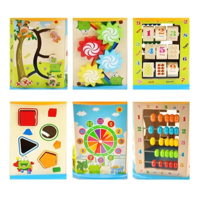 Kruzzel Houten Educatieve Kubus 8-in-1 - Speel en Leer met Plezier