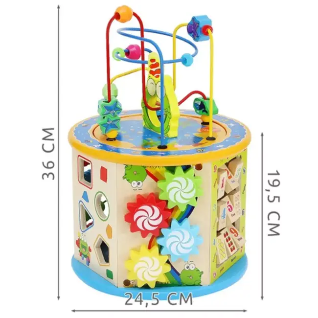 Kruzzel Houten Educatieve Kubus 8-in-1 - Speel en Leer met Plezier