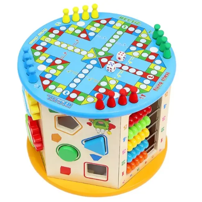 Kruzzel Houten Educatieve Kubus 8-in-1 - Speel en Leer met Plezier