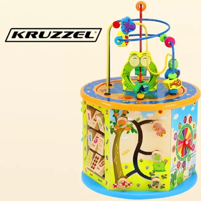 Kruzzel Houten Educatieve Kubus 8-in-1 - Speel en Leer met Plezier