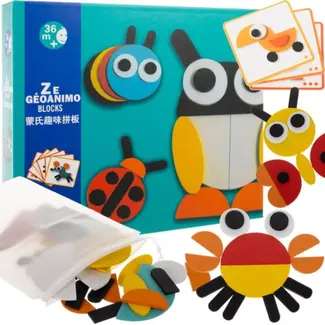 Kruzzel Houten Puzzel - Geometrische Dierenfiguren - Educatief en Leuk