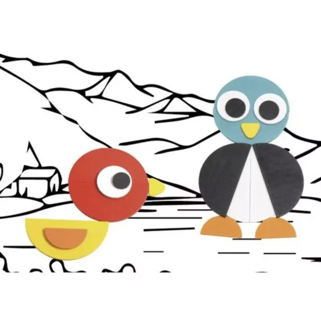 Kruzzel Houten Puzzel - Geometrische Dierenfiguren - Educatief en Leuk