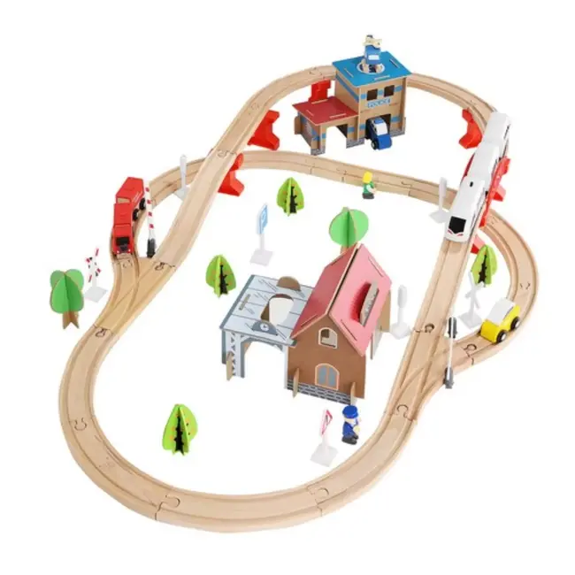 Kruzzel Houten Treinset: Bouw je Eigen Spoorweg voor Uren Speelplezier