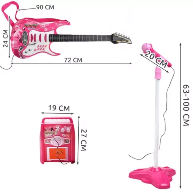 Kruzzel Roze Gitaar Set met Microfoon en Versterker - Muzikaal Plezier voor Kinderen