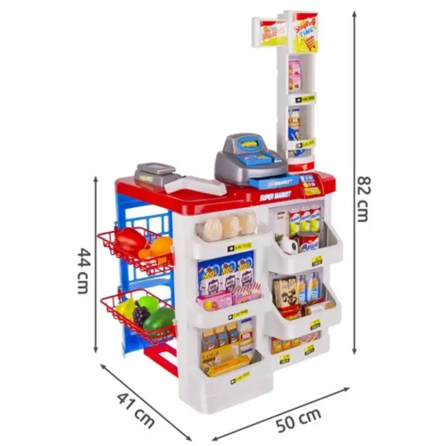 Kruzzel Toy Supermarket - Complete Speelset met Winkelwagen en Accessoires - Educatief Speelgoed