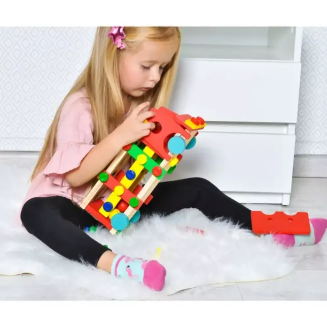 Ruhhy Houten Educatieve Vrachtwagen - Speels en Leerzaam Speelgoed voor Kinderen