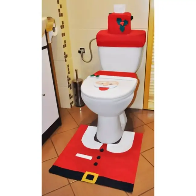 Ruhhy Badkamermat Kerstset - Vrolijke Kerstman Patroon - Veilig en Feestelijk