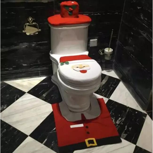 Ruhhy Badkamermat Kerstset - Vrolijke Kerstman Patroon - Veilig en Feestelijk