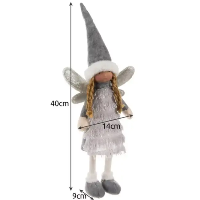 Ruhhy Fairy Grijze Kerstfiguur - Magische Glittervleugels - Elegante Decoratie