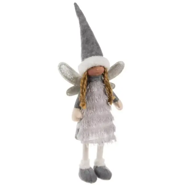 Ruhhy Fairy Grijze Kerstfiguur - Magische Glittervleugels - Elegante Decoratie