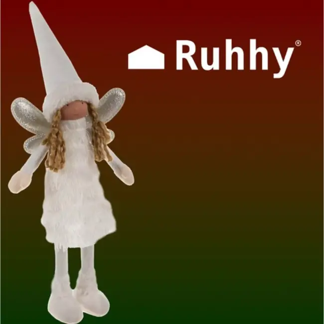 Ruhhy Fairy Kerstengel - Glittervleugels - Stabiele Decoratie - Winterse Outfit Feestelijke